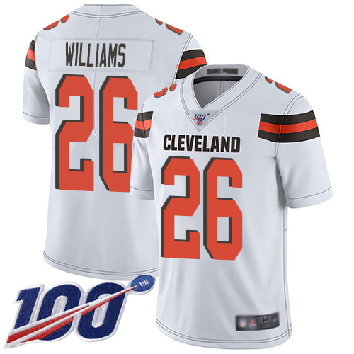 Cleveland Browns Greedy Williams Men White Limited Jersey #26 NFL Football Road 100th Season Vapor Untouchable